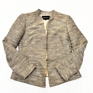 Lafayette 148 Wool Embroidered Gold Woven Blazer Jacket Size 2
